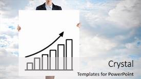  Presentation with lifi poster - Presentation theme consisting of leadership posters - businesswoman holding poster with growing background and a  colored foreground