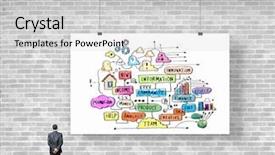  Presentation with reflection looking back to go forward - Beautiful slides featuring businessman working on computer in backdrop and a light gray colored foreground