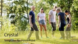  Presentation with building blocks - Slide deck with leadership puzzle - friends with building blocks background and a yellow colored foreground