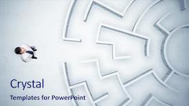  Presentation with maze - PPT layouts having leadership puzzle - stressful business man looking background and a sky blue colored foreground