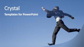  Presentation with air - Beautiful presentation featuring leadership running man - businessman jumping in the air backdrop and a teal colored foreground