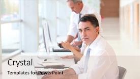  Presentation with cyber security training - PPT theme having leadership sales - businessman attending training course background and a soft green colored foreground