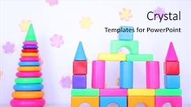  Presentation with plastic - Presentation having leadership school children - colorful plastic toys on decorative background and a  colored foreground