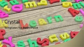  Presentation with school leadership - Theme having leadership school children - learn word on wooden table background and a  colored foreground