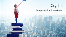  Presentation with children education - Cool new slide set with leadership school children - superhero little girl in education backdrop and a  colored foreground