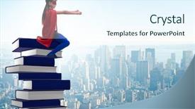  Presentation with school leadership - Audience pleasing PPT theme consisting of leadership school children - superhero little girl in education backdrop and a sky blue colored foreground