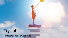  Presentation with school leadership - Theme having leadership school children - superhero little girl in education background and a light blue colored foreground