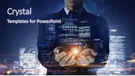  Presentation with city - Cool new theme with leadership search - businessman against modern city background backdrop and a navy blue colored foreground