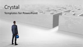  Presentation with ready - Presentation theme having leadership search - businessman getting ready to enter background and a light gray colored foreground