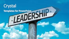  Presentation with leadership - Colorful slide deck enhanced with leadership sign with sky background backdrop and a teal colored foreground