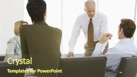  Presentation with team discussion - Presentation enhanced with leadershipstrategy - mature businessman having discussion background and a tawny brown colored foreground