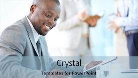  Presentation with leader - Amazing presentation theme having leadershipstrategy - portrait of busy leader working backdrop and a light blue colored foreground