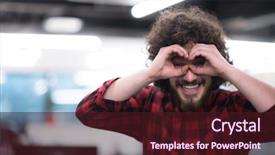  Presentation with successful - Beautiful PPT theme featuring company owner - portrait of young smiling successful backdrop and a wine colored foreground