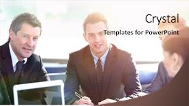  Presentation with team - Presentation theme with leadership success - businessman and business team working background and a sky blue colored foreground