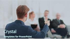  Presentation with staff - Cool new PPT layouts with leadership success - successful business man standing backdrop and a  colored foreground