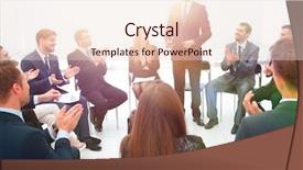  Presentation with business summit - Slide set enhanced with leadership summit - coach leads the session background and a lemonade colored foreground