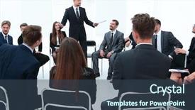  Presentation with business summit - PPT layouts with leadership summit - coach leads the session background and a ocean colored foreground