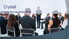  Presentation with business summit - Amazing slide set having leadership summit - manager reads a report backdrop and a sky blue colored foreground