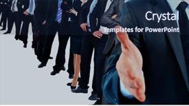  Presentation with leadership team - Theme consisting of leadership team - business group in a row background and a navy blue colored foreground