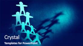  Presentation with doll paper - Slide set featuring leadership teamwork - human pyramid paper doll people background and a navy blue colored foreground