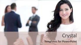  Presentation with executive - Audience pleasing slide deck consisting of leadership teamwork success - closeup executive woman backdrop and a soft green colored foreground