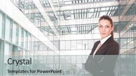  Presentation with school building - Amazing presentation design having school management - pretty business woman at his backdrop and a light gray colored foreground