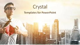  Presentation with hero business - PPT layouts consisting of leadership teens - business superhero young businessman showing background and a cream colored foreground