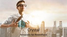  Presentation with hero business - Slides having leadership teens - business superhero young businessman showing background and a coral colored foreground