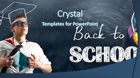  Presentation with superhero - Presentation design featuring leadership teens - school superhero standing against blackboard background and a  colored foreground