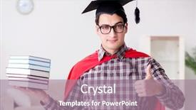  Presentation with super hero - Amazing PPT layouts having leadership teens - super hero student with books backdrop and a gray colored foreground