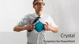  Presentation with copy space leadership - PPT theme having leadership teens - young businessman showing suit background and a light gray colored foreground
