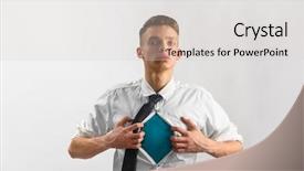  Presentation with space suit - Presentation theme with leadership teens - young businessman showing suit background and a  colored foreground