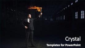  Presentation with solution - Slides enhanced with leadership torch - he is searching for solution background and a  colored foreground