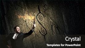  Presentation with solution images - Colorful PPT theme enhanced with leadership torch - he is searching for solution backdrop and a  colored foreground