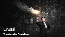  Presentation with solution - Presentation theme having leadership torch - he is searching for solution background and a  colored foreground