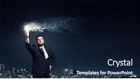  Presentation with problem solution motivation customer - Presentation featuring leadership torch - he is searching for solution background and a  colored foreground