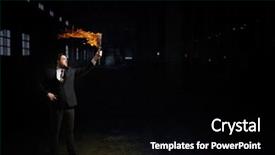  Presentation with solution - Amazing theme having leadership torch - he is searching for solution backdrop and a  colored foreground
