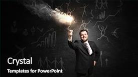  Presentation with solution - Amazing PPT theme having leadership torch - he is searching for solution backdrop and a  colored foreground