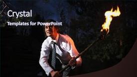  Presentation with brave - Beautiful slide set featuring leadership torch - image of brave man backdrop and a wine colored foreground