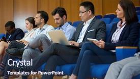  Presentation with business - PPT theme consisting of leadership training - business executives participating background and a  colored foreground