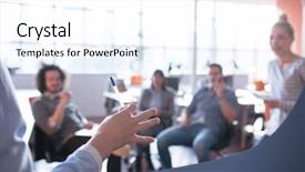  Presentation with group training - Presentation with leadership training - group of a young business background and a sky blue colored foreground