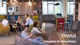  Presentation with hard work - Slide deck featuring leadership video - work hard play hard workers background and a violet colored foreground