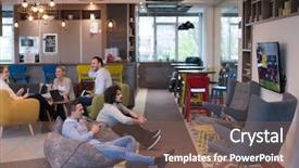  Presentation with computer games - Theme enhanced with leadership video - work hard play hard workers background and a violet colored foreground