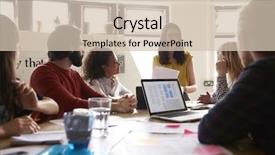  Presentation with project manager meeting - Cool new presentation theme with leading - female manager leads meeting backdrop and a soft green colored foreground