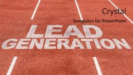  Presentation with generation - PPT theme with leading - lead generation written on running background and a coral colored foreground
