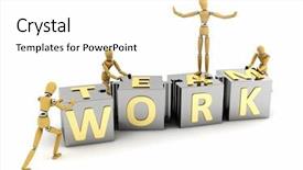  Presentation with together puzzle pieces - Amazing slides having leading dice - teamwork concept with wooden mannequins backdrop and a white colored foreground