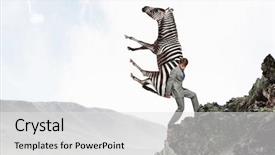  Presentation with media - Cool new PPT layouts with leading edge - businessman carrying zebra mixed media backdrop and a light gray colored foreground