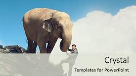  Presentation with media - PPT layouts having leading edge - businessman fighting opponent mixed media background and a  colored foreground