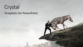  Presentation with media - PPT theme consisting of leading edge - businessman fighting opponent mixed media background and a light gray colored foreground