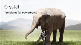  Presentation with media - Presentation having leading edge - businessman fighting opponent mixed media background and a  colored foreground